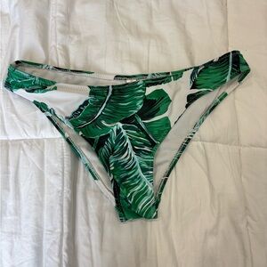 Green Leaf Print Bikini Bottom